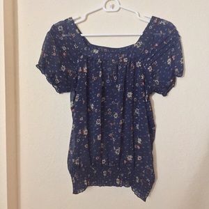 Navy Blue Shortsleeve Blouse